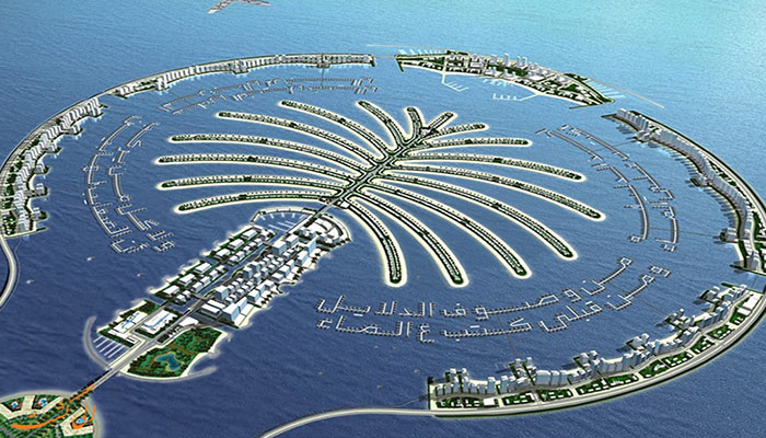 جزیره‌ی مصنوعی نخل جمیرا در امارات متحده‌ی عربی