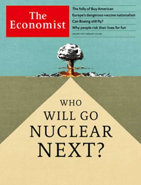 طرح روی جلد شماره جدید هفته نامه اکونومیست با عنوان کدام کشور قدرت هسته‌ای بعدی است؟