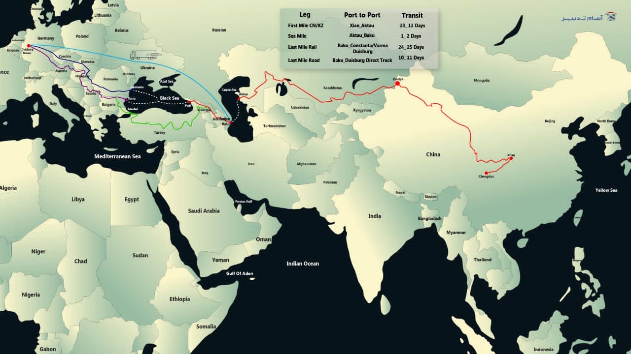 شرکت ریل بریج کارگو، دو مسیر جدید از دریای خزر باز می کند