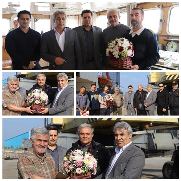 تبریک سال نو میلادی به خدمه کشتی‌های مستقر در بندر نوشهر