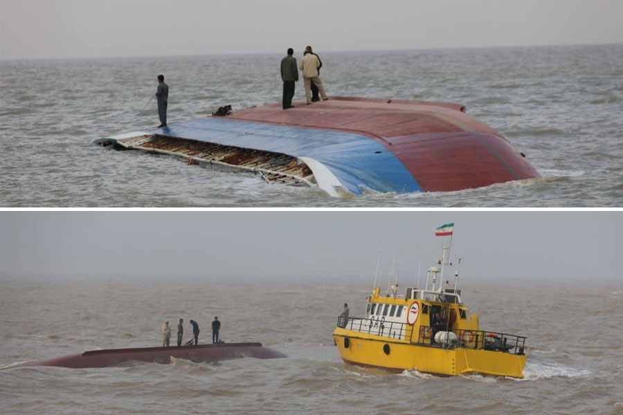 شناور حامل گچ صادراتی در اروندرود غرق شد/ تیم جستجوی و نجات دریایی بندر آبادان در حال امداد‌رسانی