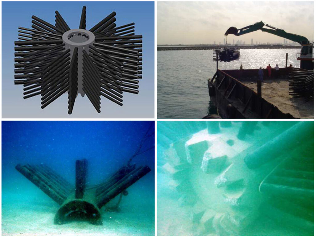 تجهیز مورد استفاده برای ساخت صخره مرجانی مصنوعی در جزیره نخل دبی