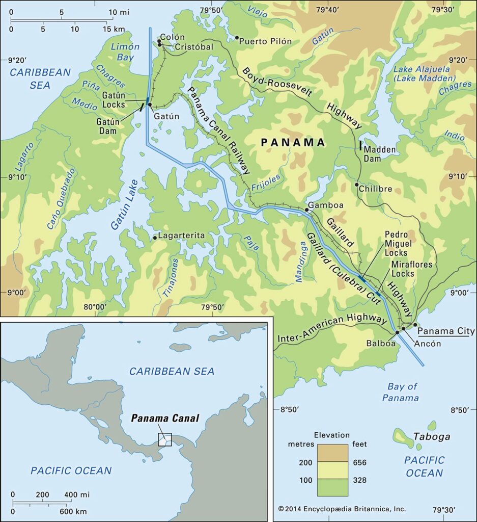 نقشه جغرافیایی کانال پاناما