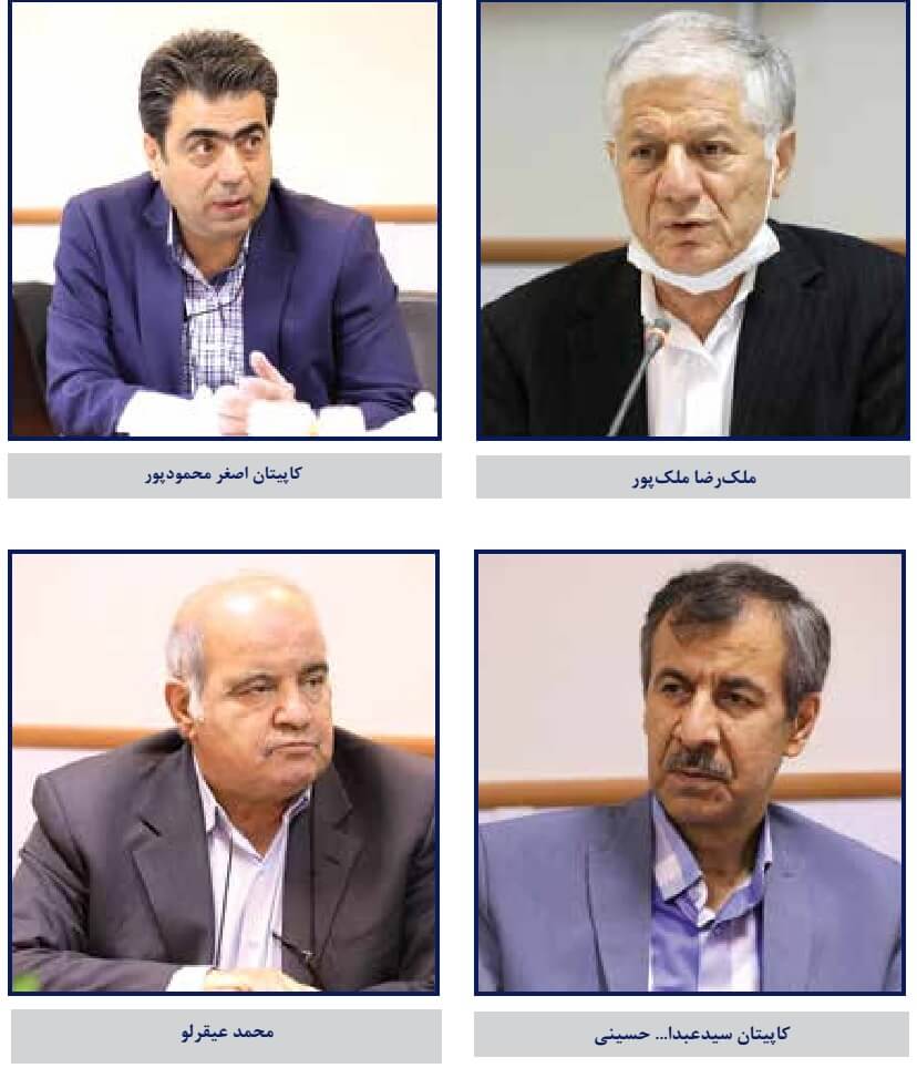 اعضای حاضر در میزگرد تخصصی بررسی آثار کرونا بر صنعت حمل‌ونقل دریایی ایران