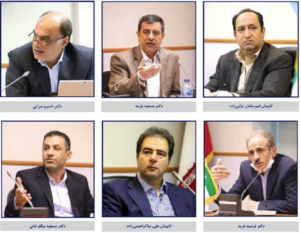 اعضای حاضر در میزگرد تخصصی بررسی آثار کرونا بر صنعت حمل‌ونقل دریایی ایران
