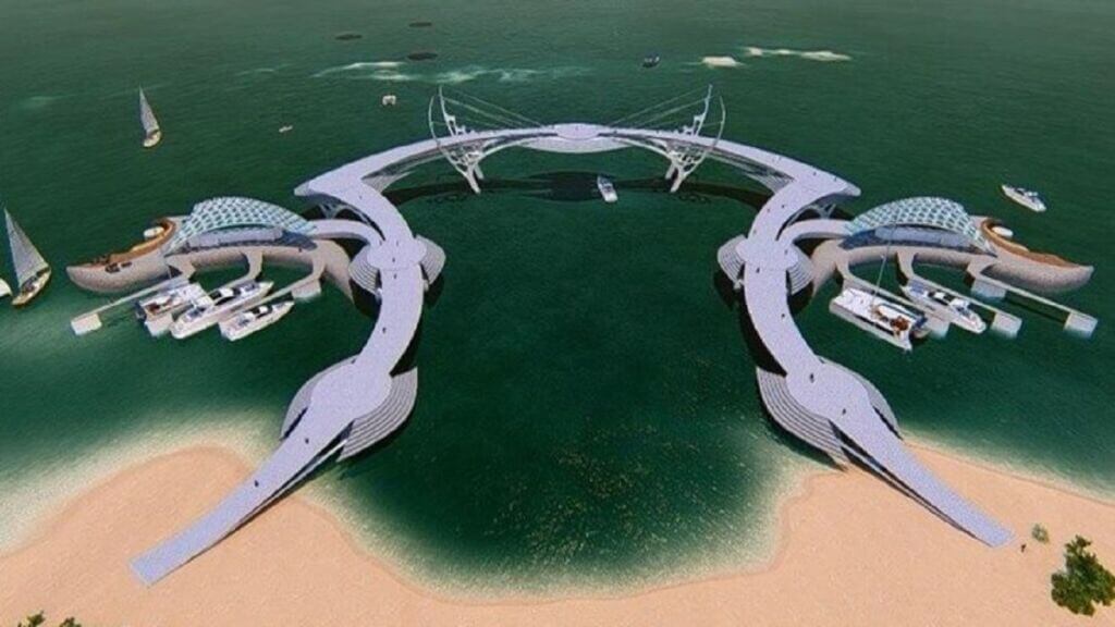 ساخت اسکله دریایی جدید با معماری مدرن در ساحل مرجان جزیره کیش