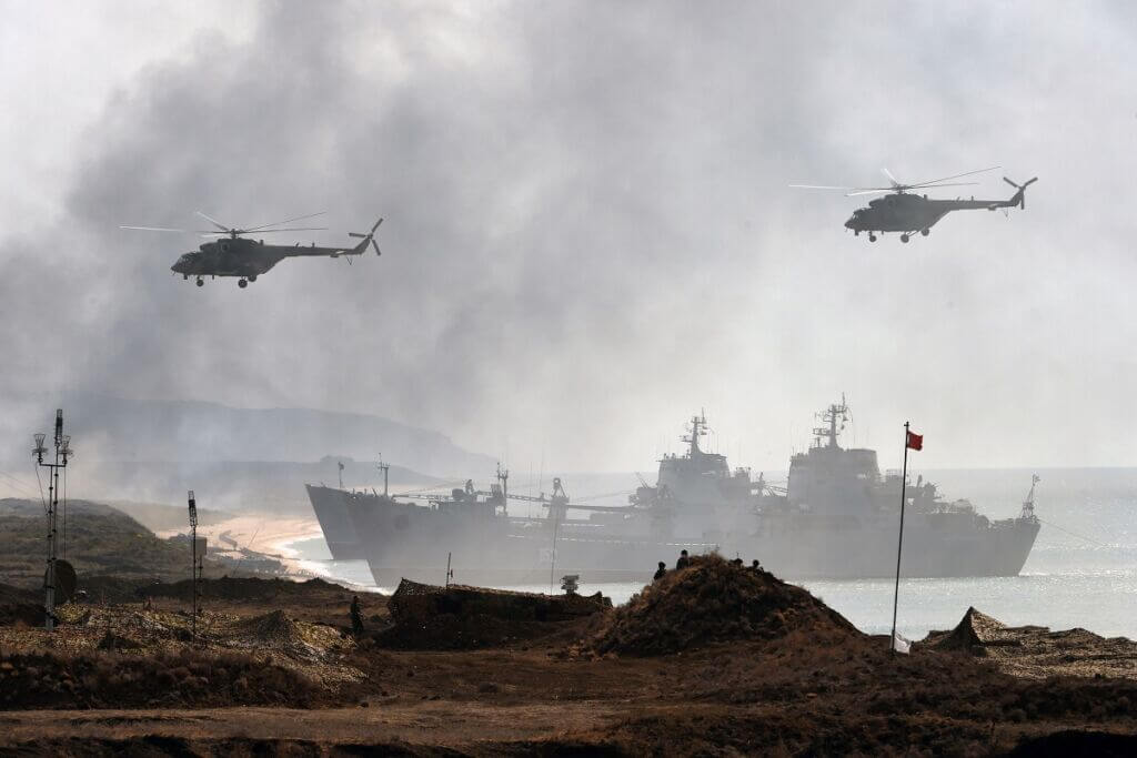 رزمایش دریایی قفقاز نیروی دریایی روسیه در دریای کاسپین