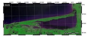 عکس ماهواره ای از تحلیل دهانه خلیج گرگان در سال 1399-2020