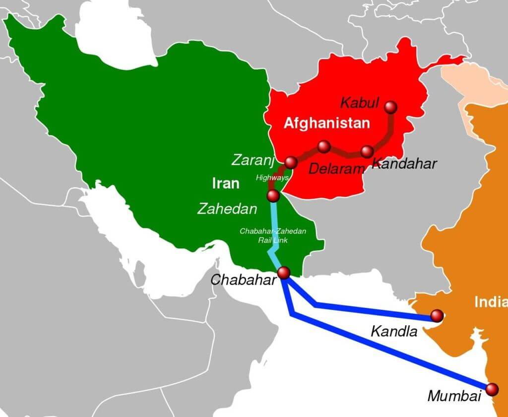 مسیر دریایی بندر کاندلا و بمبئی و چابهار به افغانستان