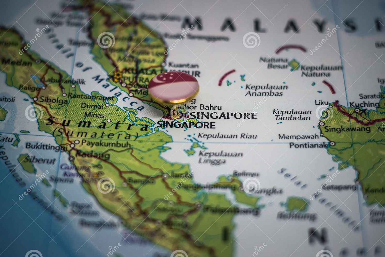 سنگاپور پرچم روی نقشه