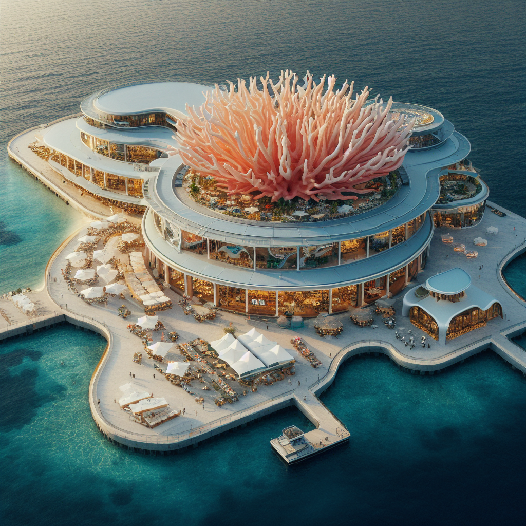 طراحی ساختمانی با شکل مرجان مغزی جهت نماد ساحلی جزیره کیش توسط هوش مصنوعی